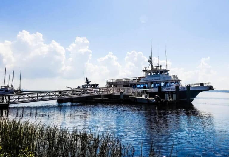 The Cumberland Island Ferry docked at St. Marys, Georgia along the St. Marys River