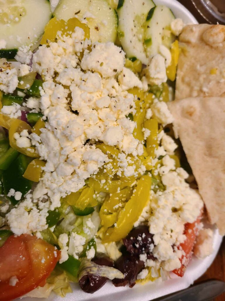 Angelos-Pesto-Pizza-Greek Salad-italian-food-kingsland-georgia-places-to-eat-locally-owned-authentic-italian