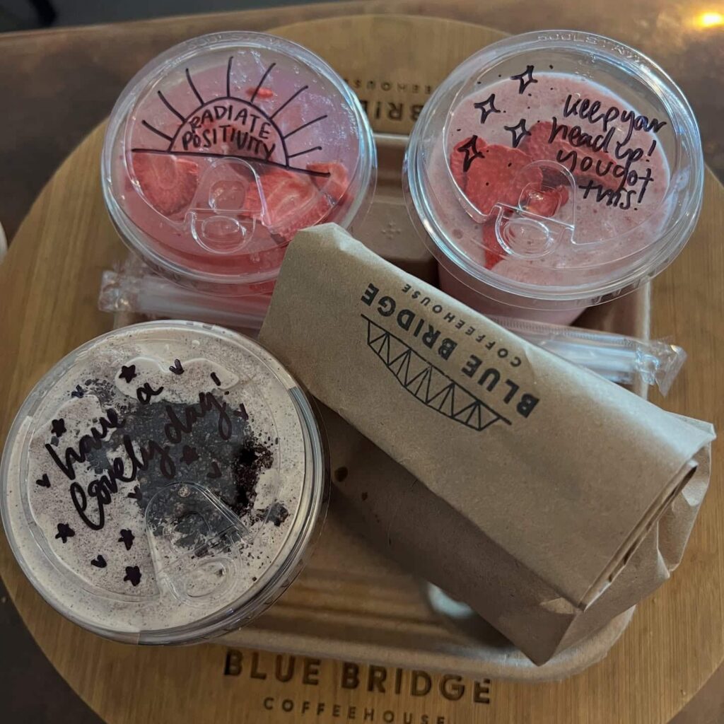Blue-Bridge-Coffeehouse-iced-coffe-in-to-go-cup-downtown-kingsland-energy-drink-smoothie