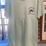 Front of Davidson Bait & Tackle gray T-shirt with small black logo on upper left chest.