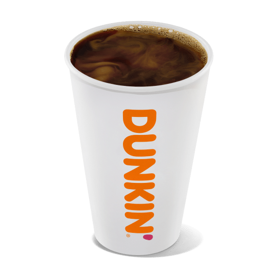 Dunkin' Classic Black Coffee in a white Dunkin' branded to-go cup