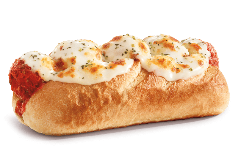 Firehouse meatball sub on a white roll with marinara sauce topped with melted mozzarella, and pepperonis