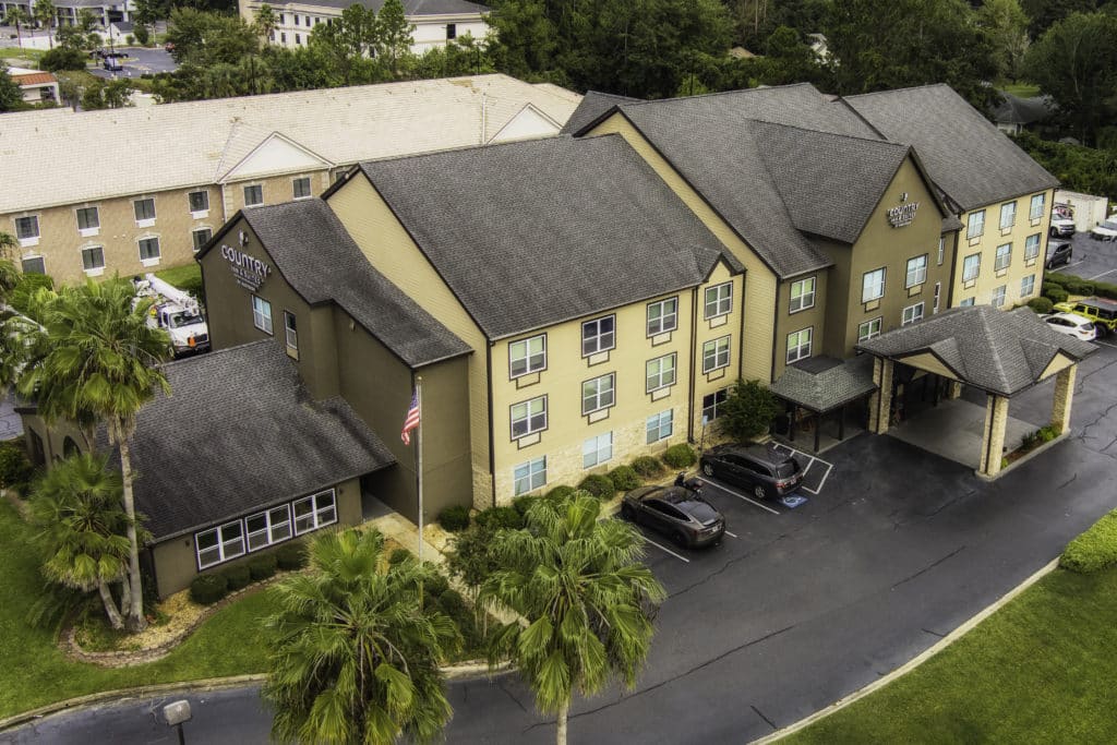 Country Inn & Suites Aerial Photo from southeast side along Lakes Blvd.