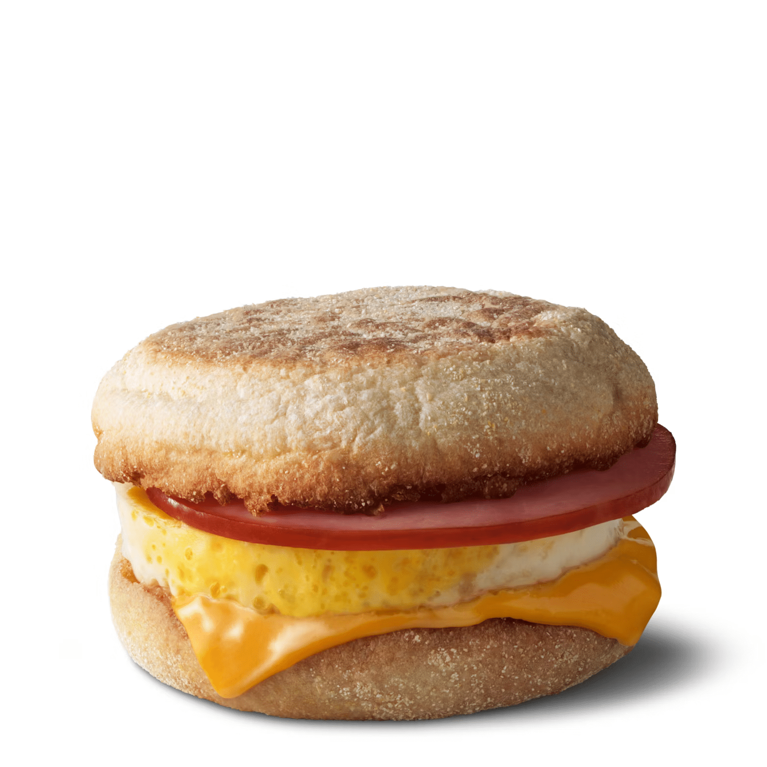 McDonald's Egg McMuffin sandwich on a white background