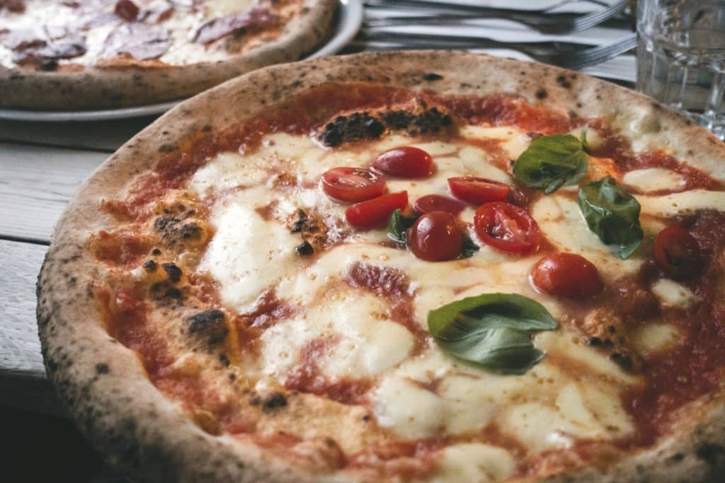Neapolitan pizza pie with San Marzano tomatoes food at OPS Pizza Kitchen