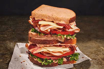 Bacon Turkey Bravo sandwich halves from Panera Bread
