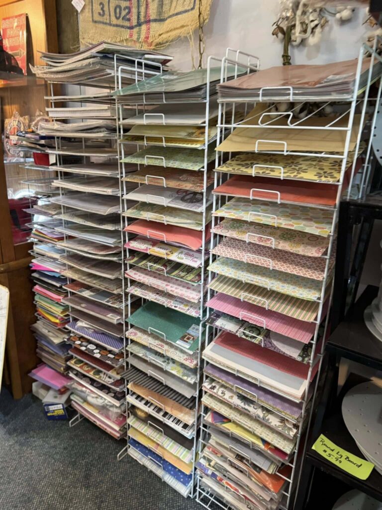 Large rack display of decorative sheet paper