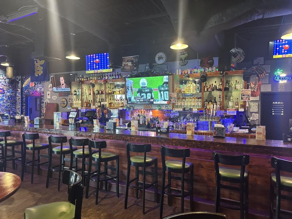 Colorful bar with bar stools