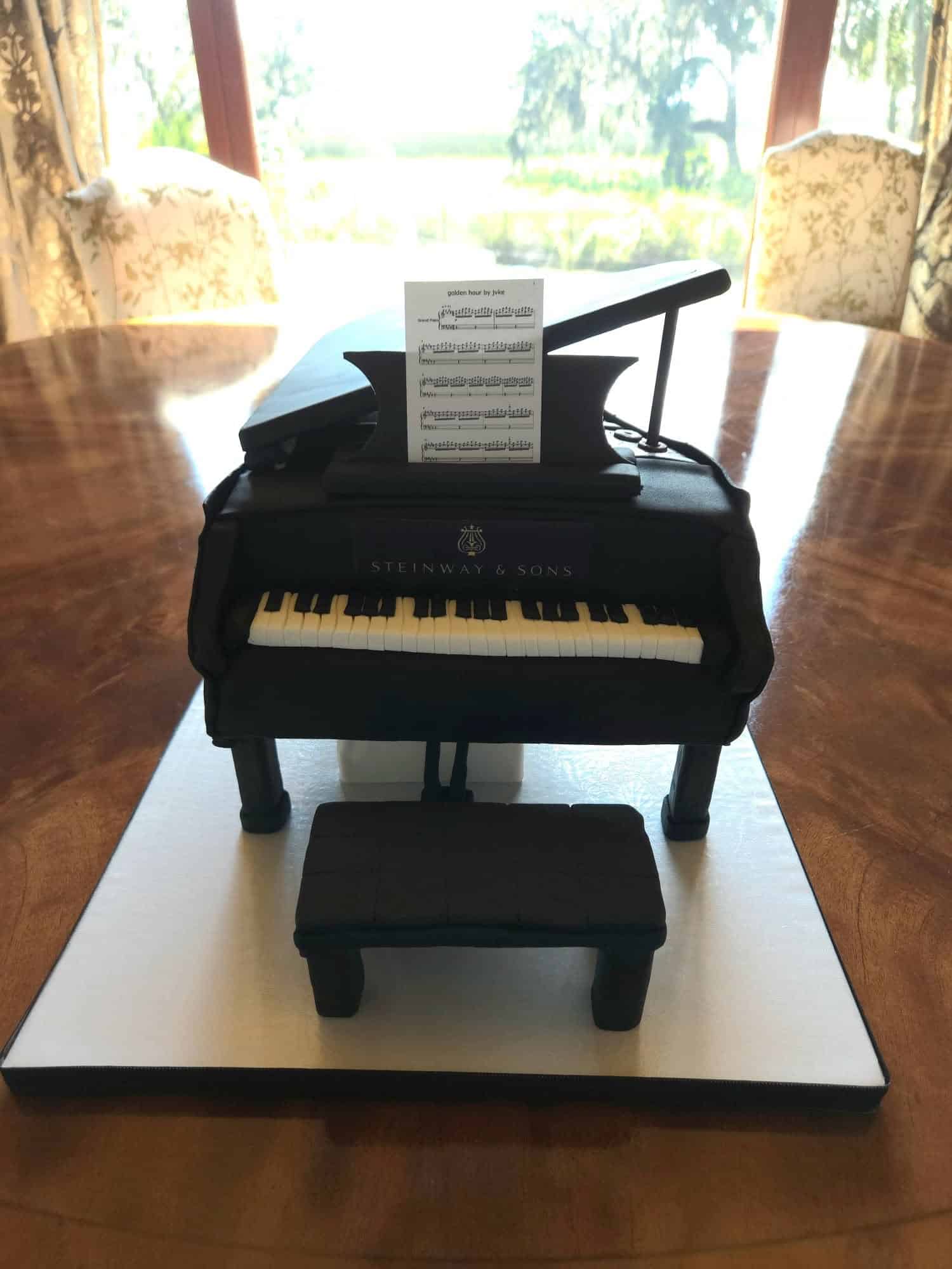 Fancy cake created to look like a Steinway piano