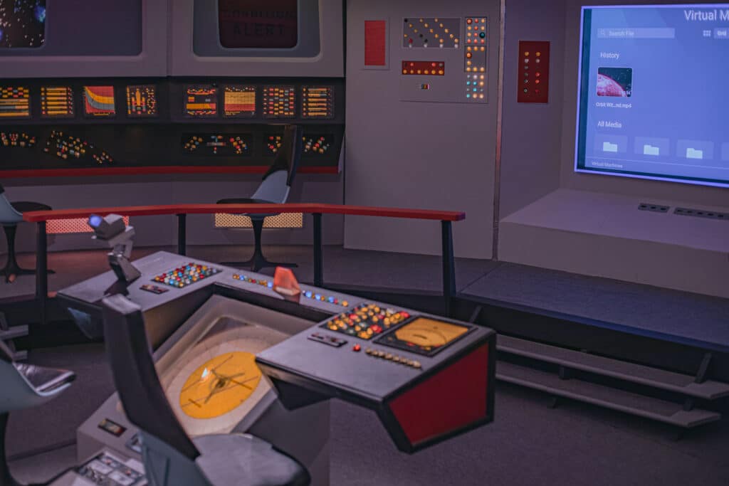 A life-long star trek fan visits the Neutral zone in Kingsland Georgia, the captains seat and the bridge room.