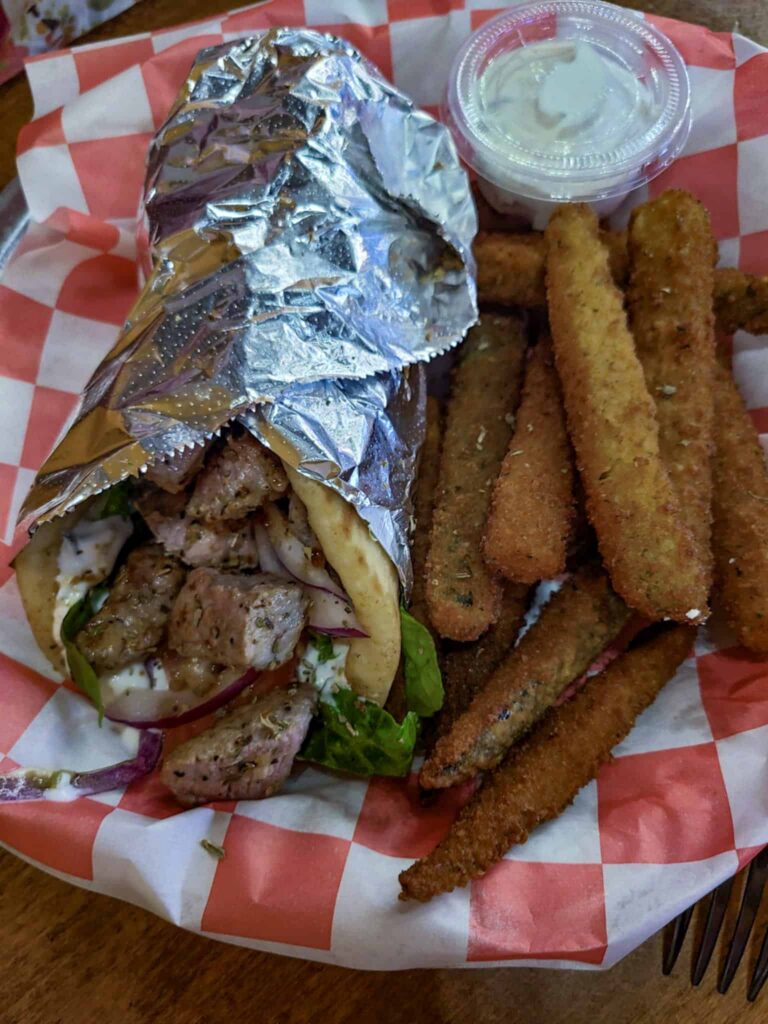 Karv-Souvlaki-Gyro-Zucchini-fries-greek-food-kingland-georgi-places-to-eat