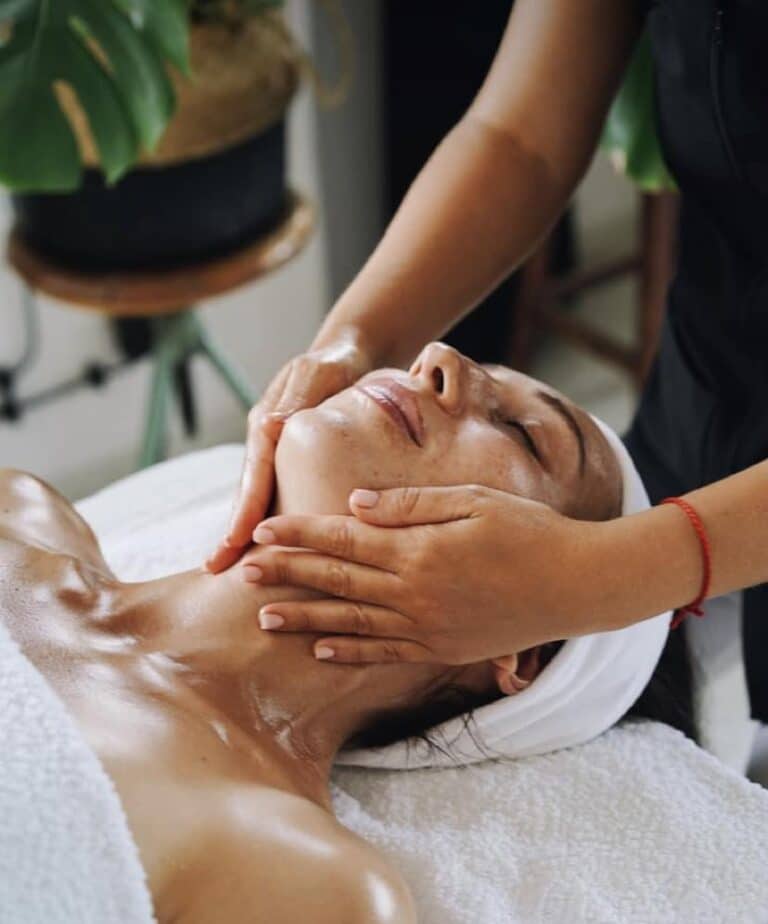 Woman getting a facial