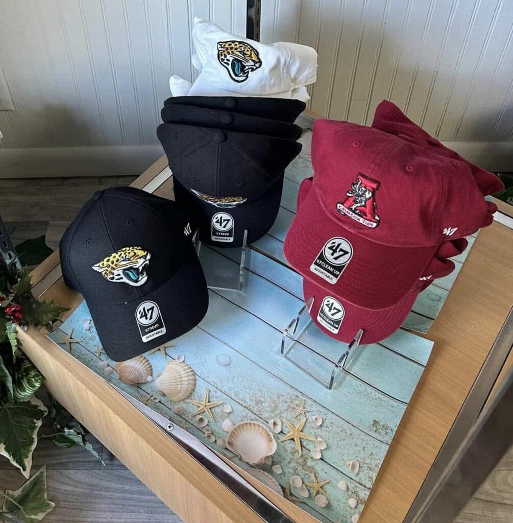 Display of baseball hats
