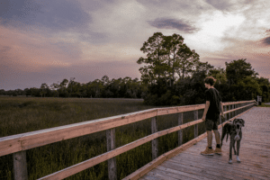 boy-walking-dog-on-dock-at-st-marys-greenway-near-kingsland-georgia