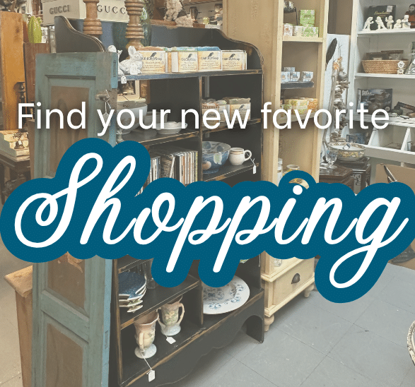Image of retail shop with words "Find your new favorite Shopping"