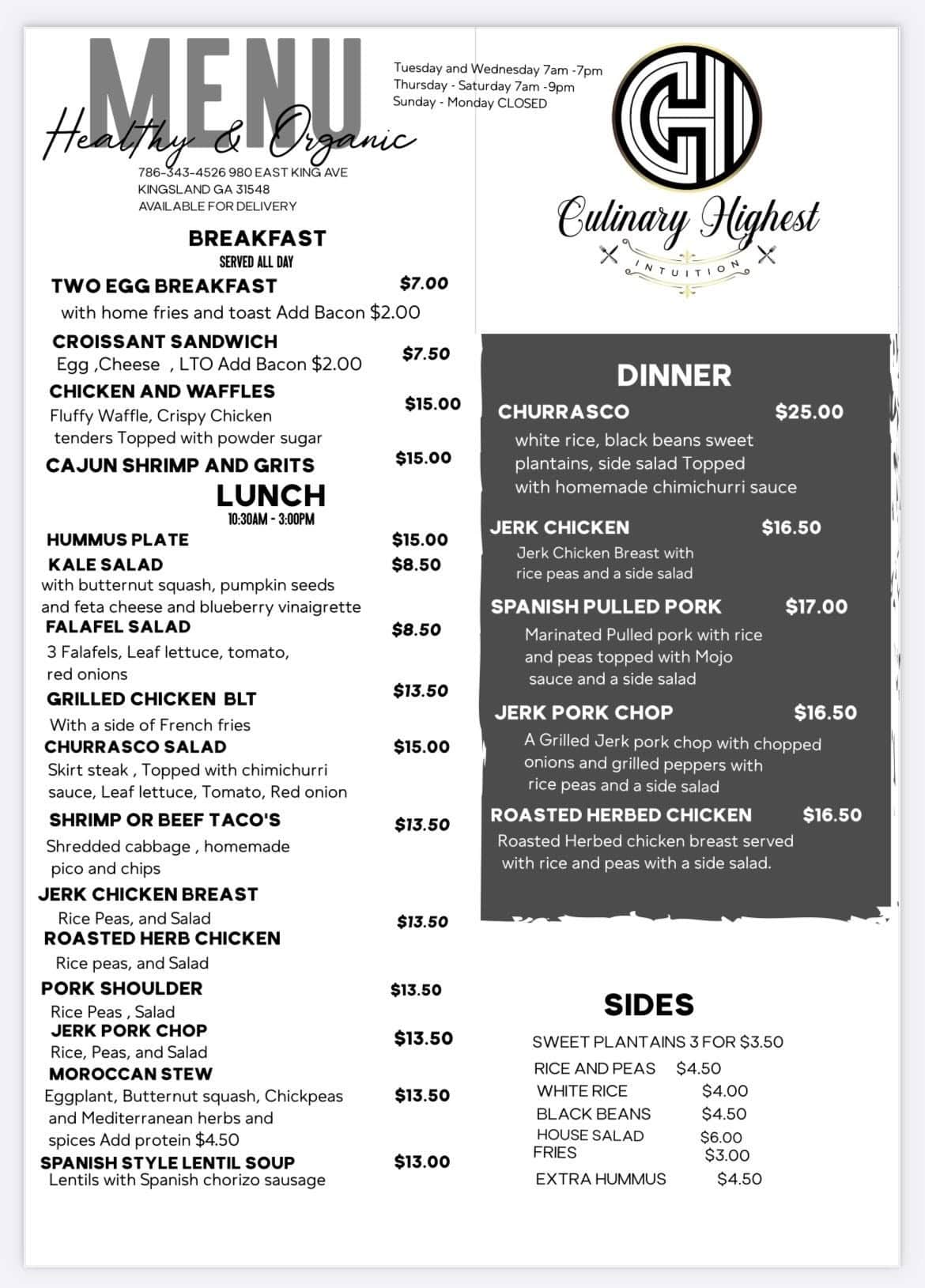 CHI Menu from FB 09-2025