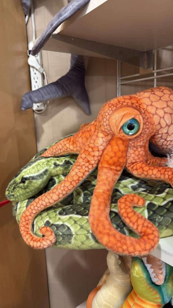Stuffed Octopus doll on a shelf