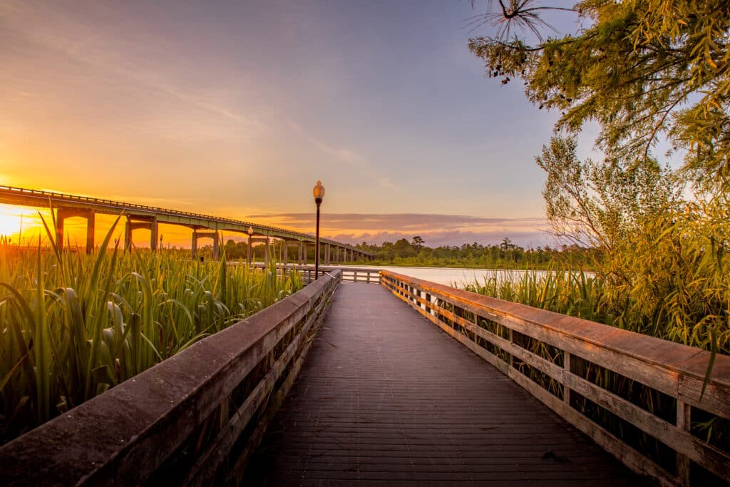 the-woodbine-waterfront-boardwalk-sunset-near-kingsland-georgia