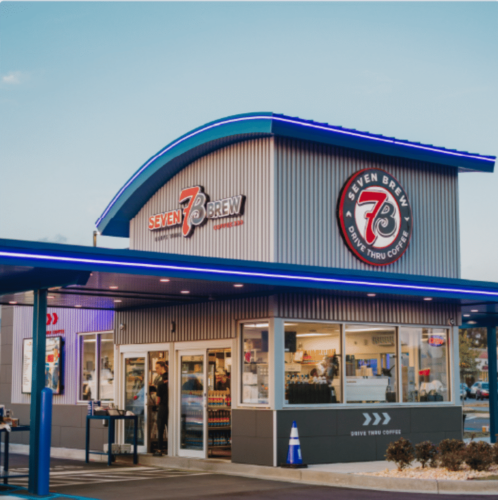 Exterior of 7 Brew Coffee Building in Kingsland Georgia