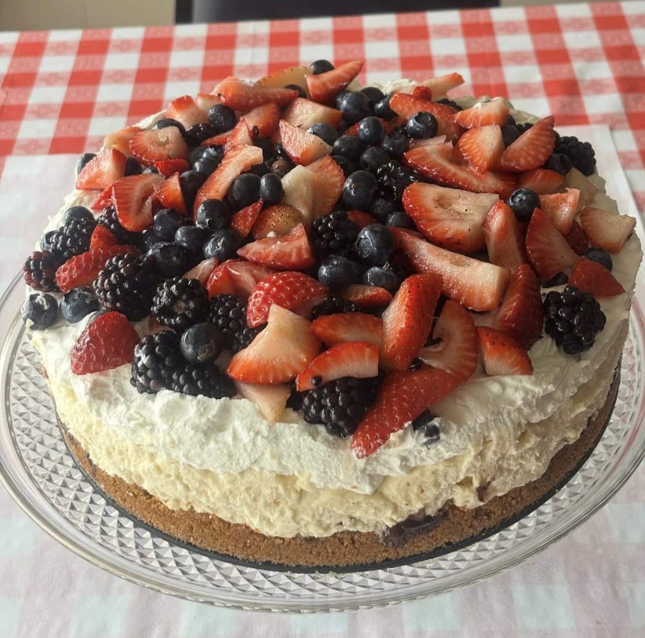 Spouses Bakery & Deli's homemade cheesecake with berry topping.