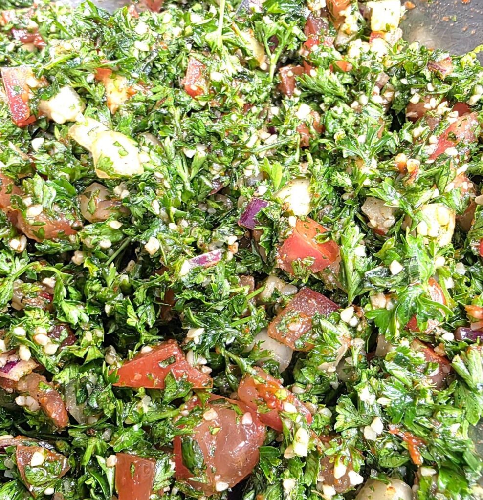 Close up of Tabouleh salad.