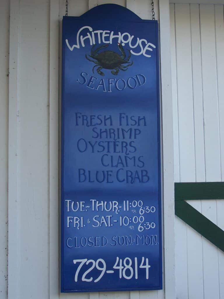 Image: Whitehouse Seafood Door Sign Woodbine Georgia
