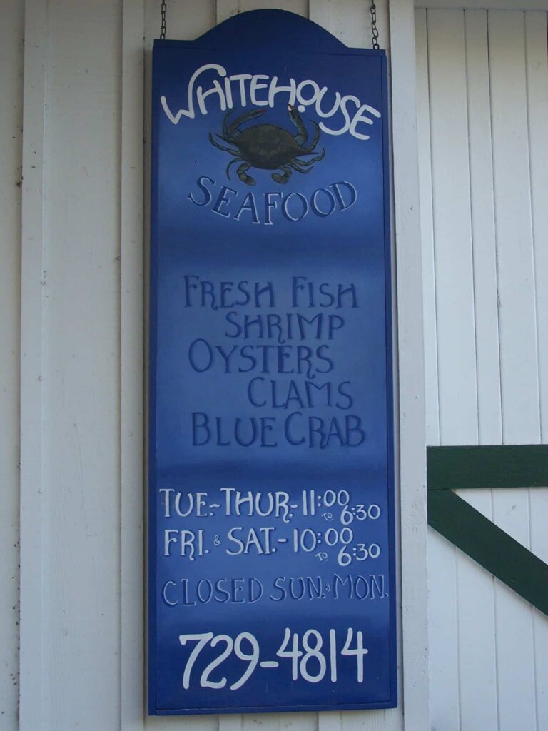 Image: Whitehouse Seafood Door Sign Woodbine Georgia