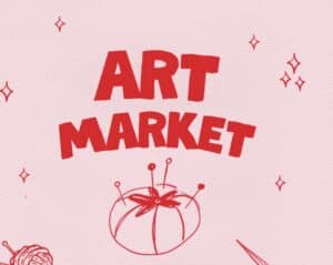 Flyer for Blue Bridge Sip and Shop Art Market Feb. 28 2026