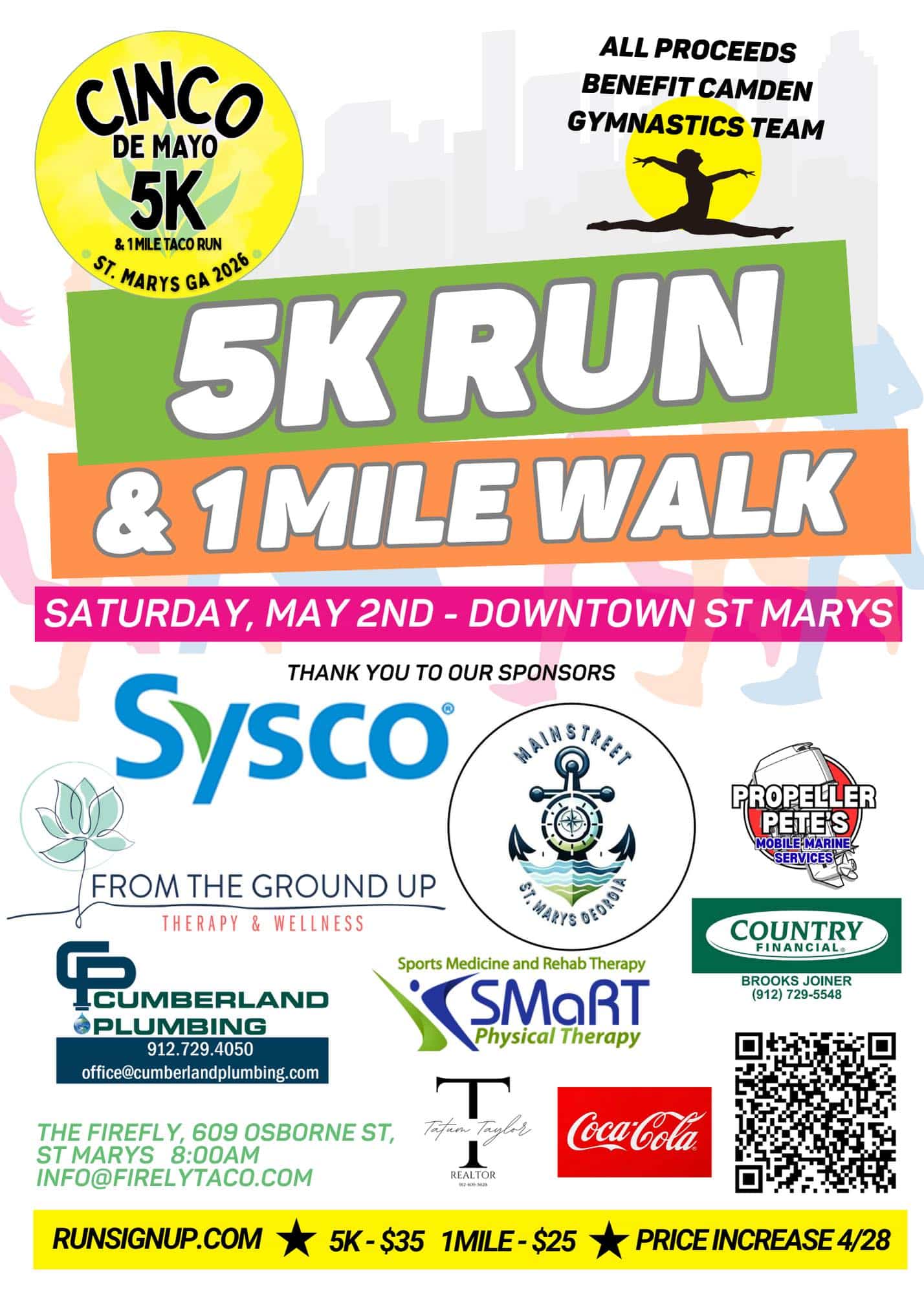 Flyer for Cinco de Mayo 5K run and 1 mile walk 2026