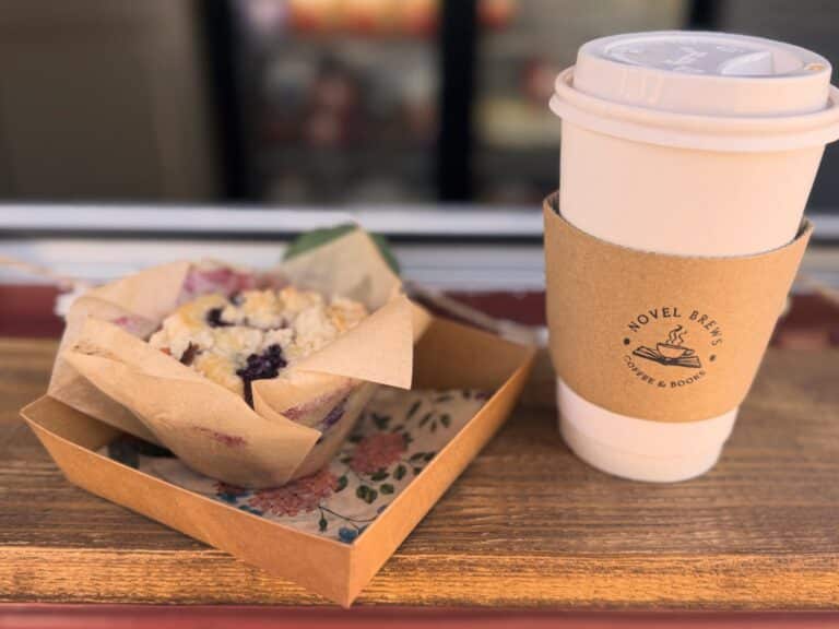 Novel Brews Coffee and Blueberry Muffin from Facebook 11-2025