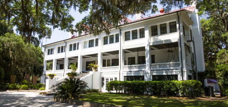 Front exterior of the historic Greyfield Inn on Cumberland Island National Seashore