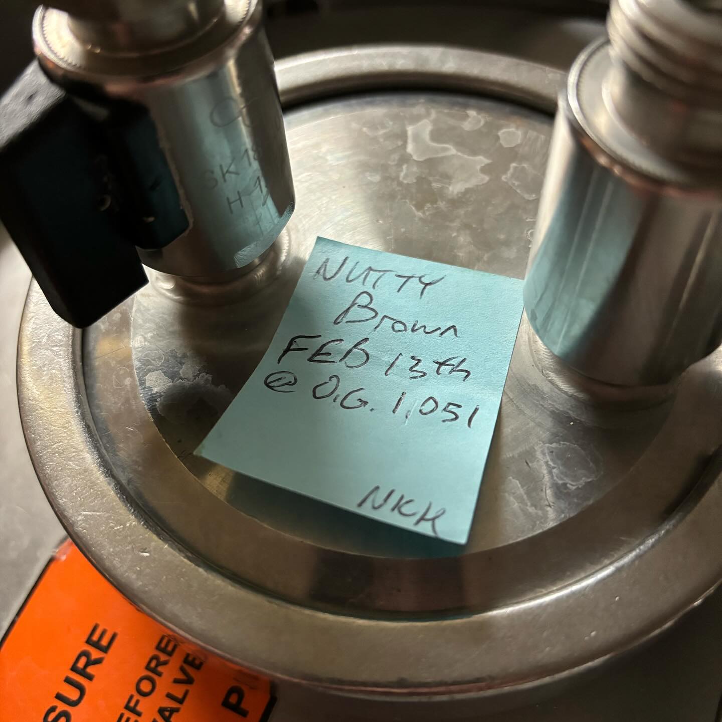 Beer Brewer with blue sticky note