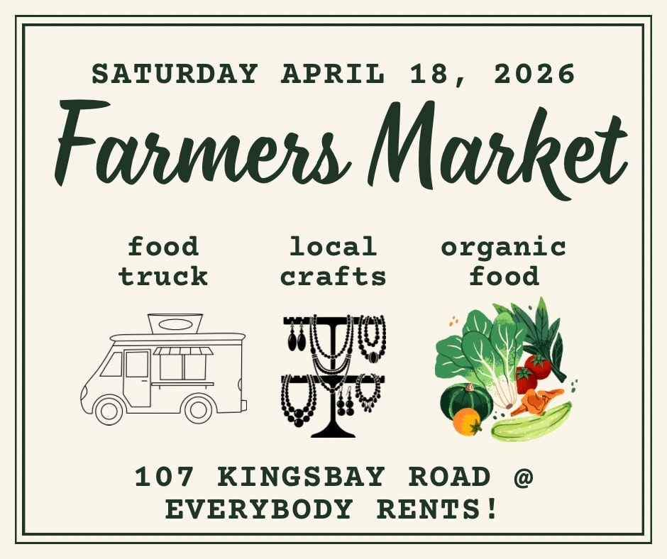 Flyer for Everybody Rents Farmers Market April 18 2026 Event