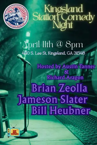 Flyer for Kingsland Station Comedy Night April 11, 2026