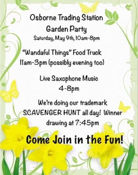 Graphic for Osborne Trading Station Garden Party and Scavenger Hunt May 9, 2026