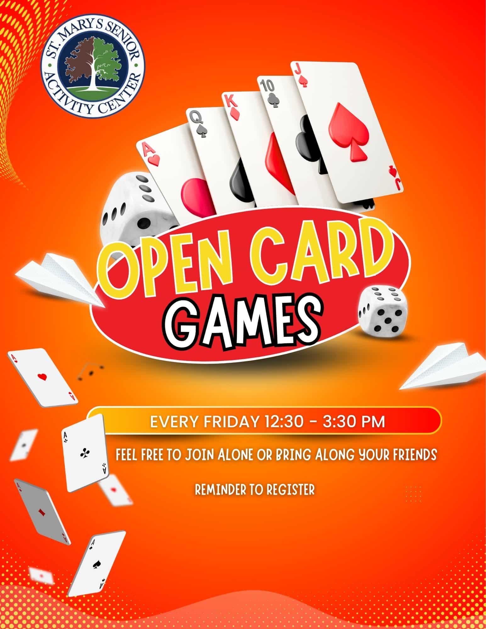 Graphic for St. Marys Sr Center Open Card Games