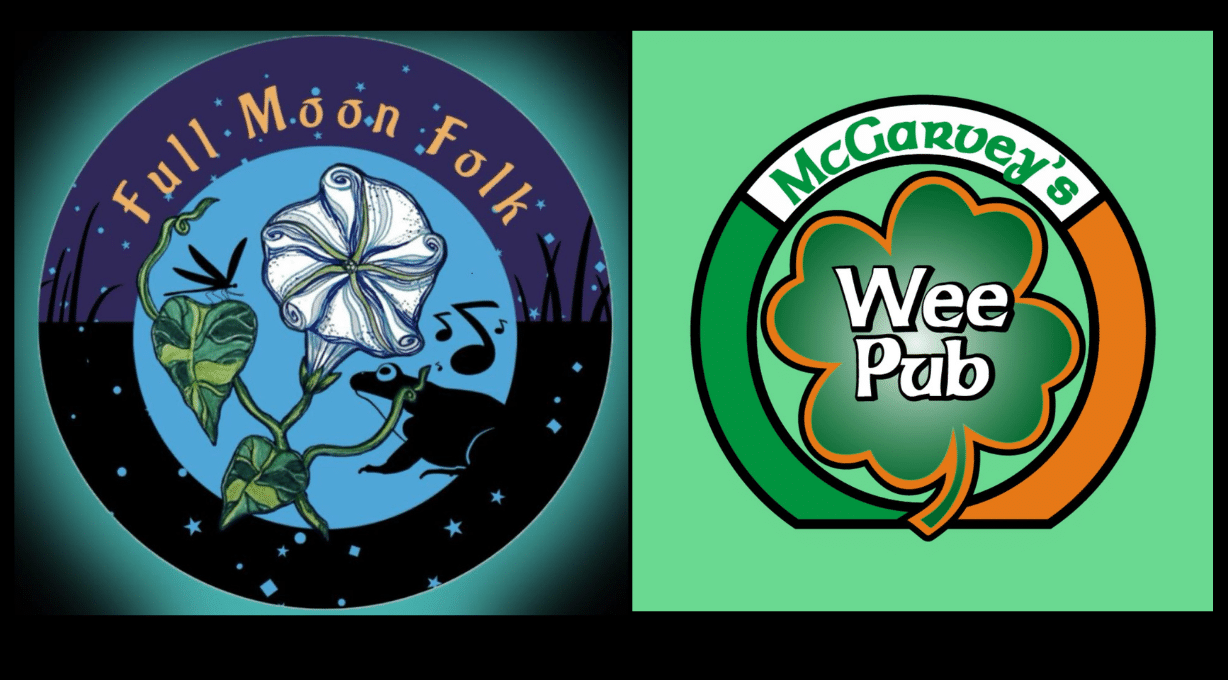 Logos for Acoustic Duo Full Moon Folk and McGarvey's Wee Pub South