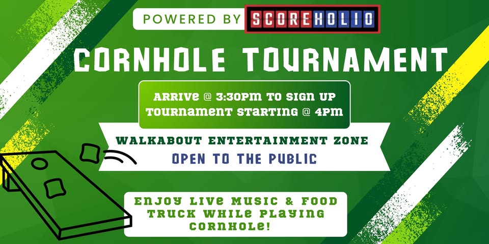 Graphic for Walkabout Cornhole Tournament 04-11-2026