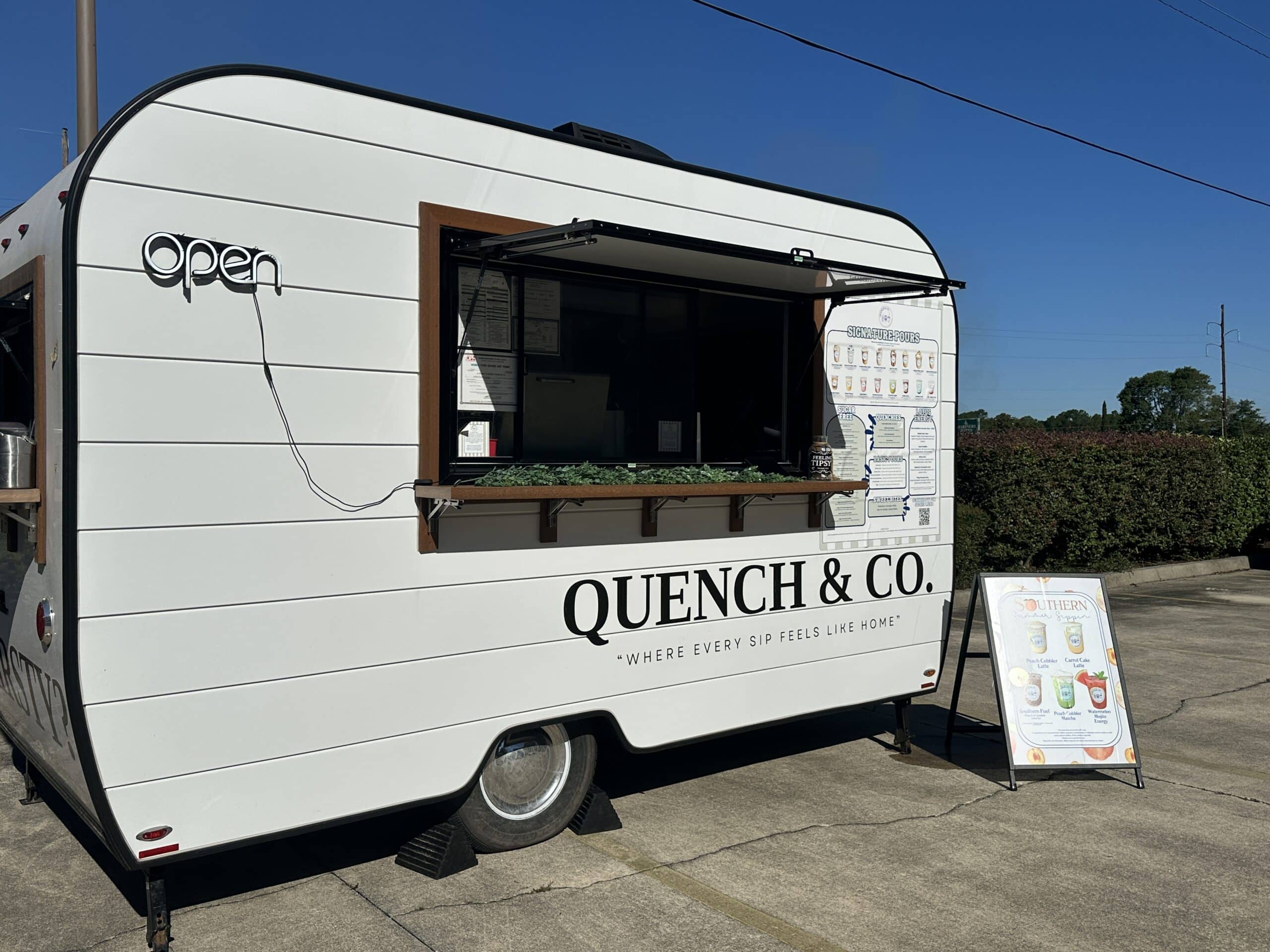 Quench & Co. Coffee Trailer Exterior from left landscape