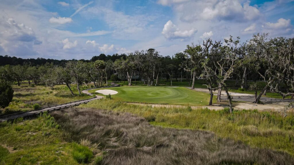 Golf green in a salt marsh.