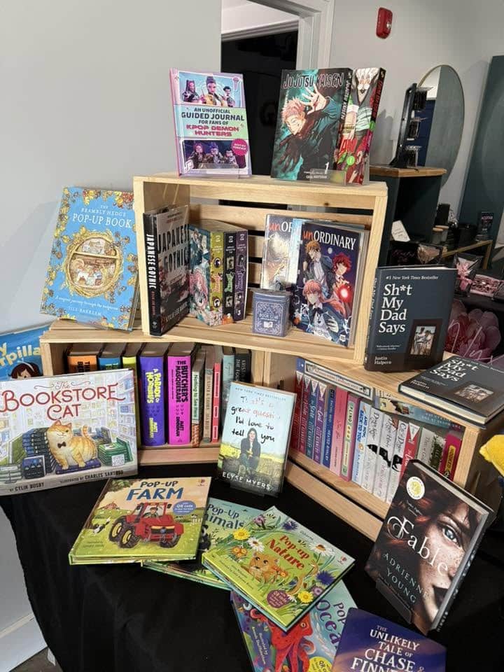 Table display of books at a shop