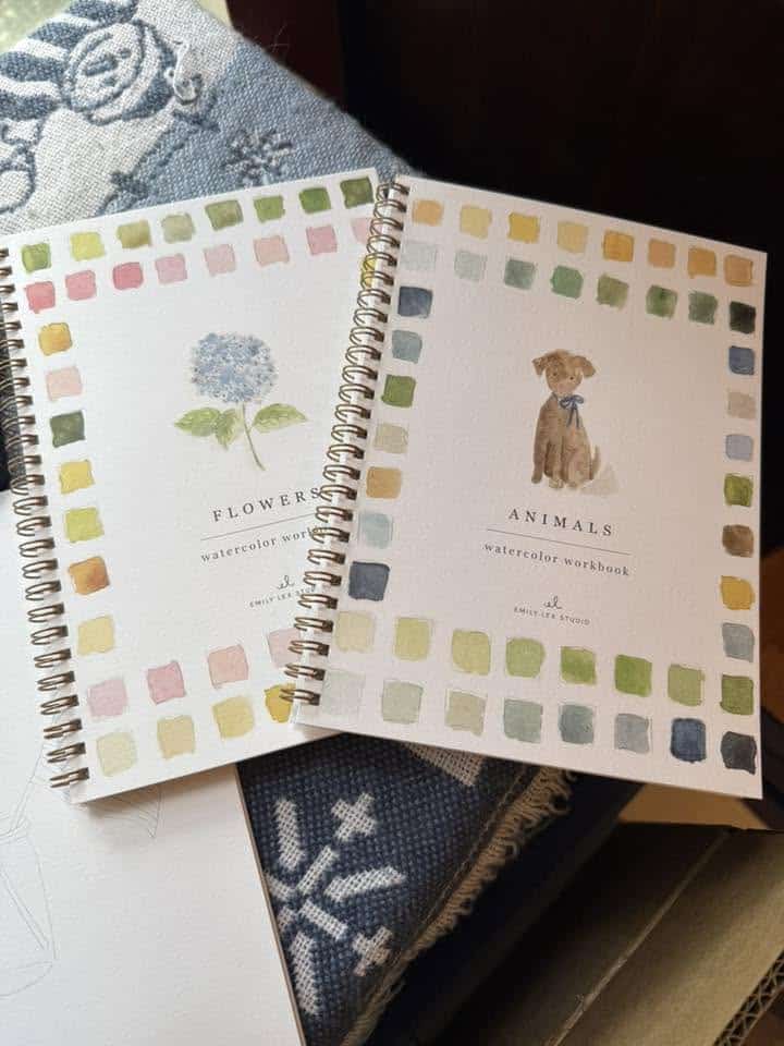 Two spiral bound watercolor workbooks