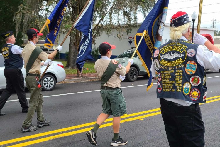 Veterans-day-parade-flag-holders-downtown-kingsland-georgia